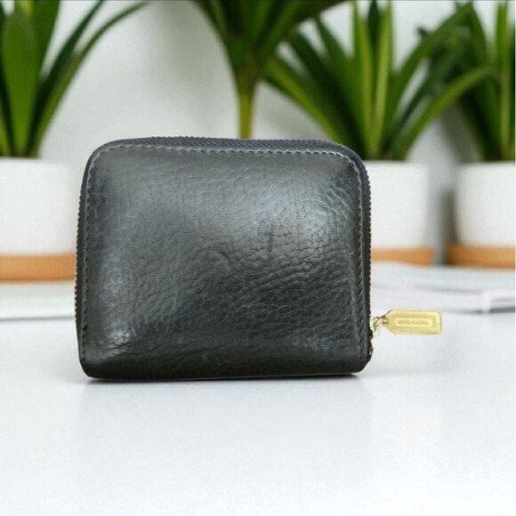 COACH VINTAGE SONOMA BLACK PEBBLE LEATHER ZIP AROUND COIN/CARD CASE WALLET - Picture 1 of 8